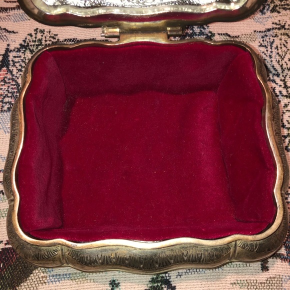 Silver Plated Jewelry box with red interior lining - Picture 10 of 16